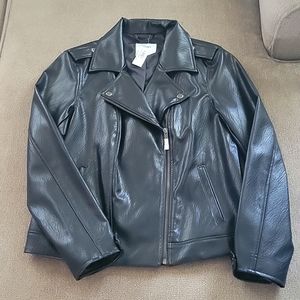 NWT Black Faux Leather Moto Zipper Jacket
